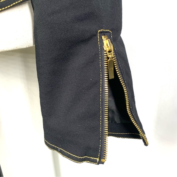 ❗️SOLD❗️Y2K Georgiou Studio Black Denim Tailored Mock Neck Zip Jacket S - Picture 7 of 11